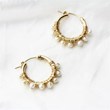 30MM Gold Filled Fresh water Pearls  Handmade Gold Hoop Earrings Minimalism Oorbellen Pendientes Earrings