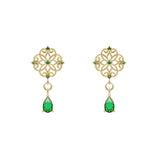 14 K gold flower sweet geometric earring